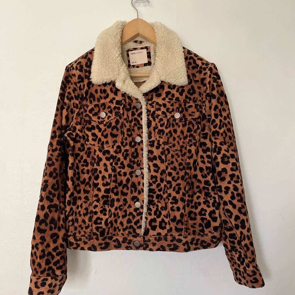 ASOS Leopard Print Jackets and Coats Corduroy Fur Collar